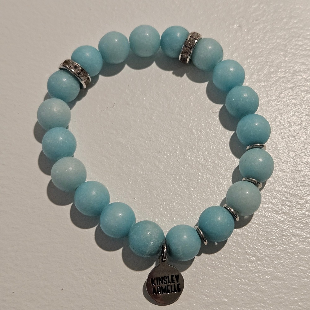 Kinsley Armelle Bracelet Blue Stone Beaded Stretch Crystal Rondelle Boho Zen